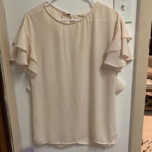 Cream Ruffle Sleeve Top